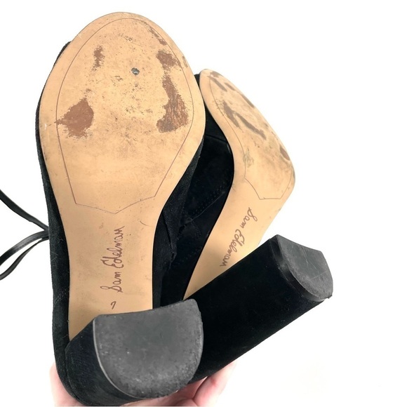 Sam Edelman Black Suede Yvie Lace Up Ankle Bootie - Picture 7 of 7